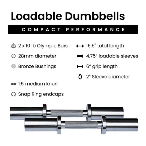 Loadable Dumbbell Bars - Pair Barbell Standard