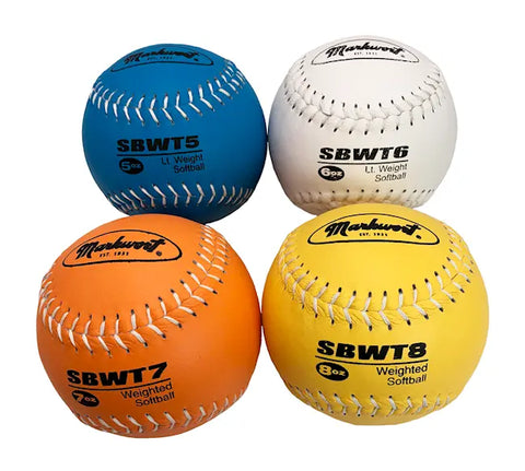 Markwort 12-Inch Weighted Training Softball Set Leather Cover - Set of 4 Balls Varo Baseball