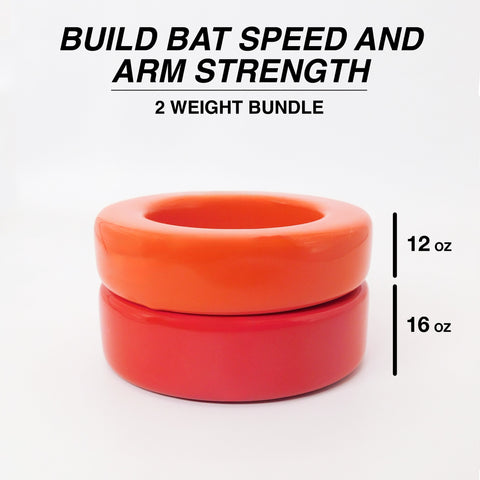Markwort PowerSwing Baseball and Softball Donut Bat Weight Set - 12 Oz and 16 Oz Varo Baseball