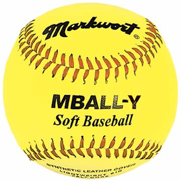 Markwort Soft Lightweight Baseball - 9 - 2.5oz - Yellow - Dozen Varo Baseball