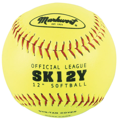 Markwort 12" Synthetic Leather Softballs - Yellow Varo Baseball