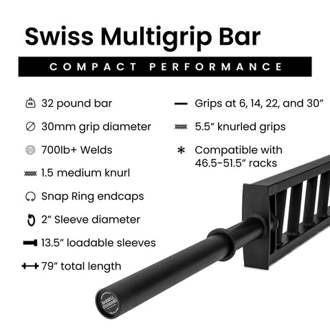 Swiss Multigrip Barbell Barbell Standard